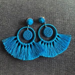 J Crew Blue Tassel Earrings